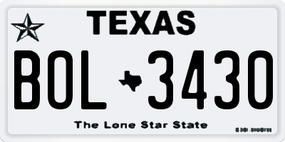 TX license plate BOL3430