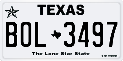 TX license plate BOL3497