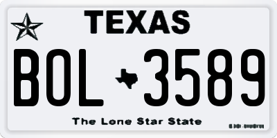 TX license plate BOL3589