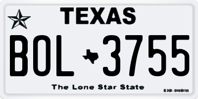 TX license plate BOL3755