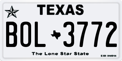 TX license plate BOL3772