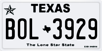 TX license plate BOL3929