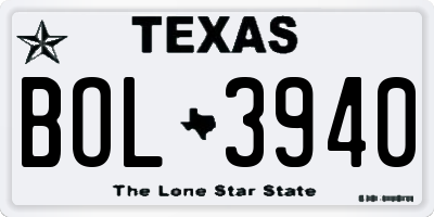 TX license plate BOL3940