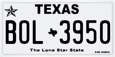 TX license plate BOL3950