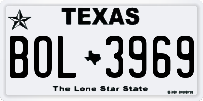 TX license plate BOL3969