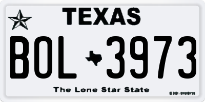 TX license plate BOL3973