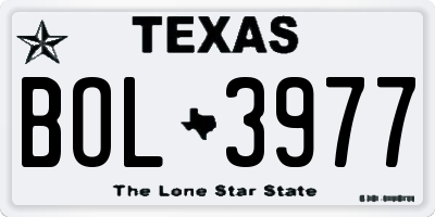 TX license plate BOL3977