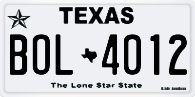 TX license plate BOL4012