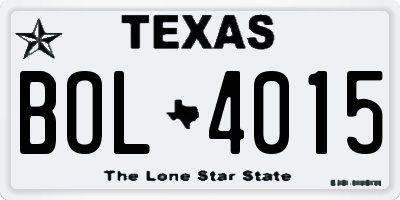 TX license plate BOL4015