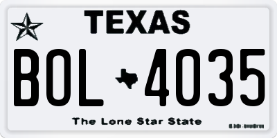 TX license plate BOL4035