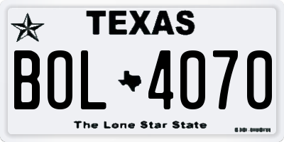 TX license plate BOL4070