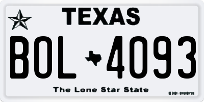 TX license plate BOL4093