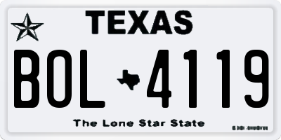 TX license plate BOL4119