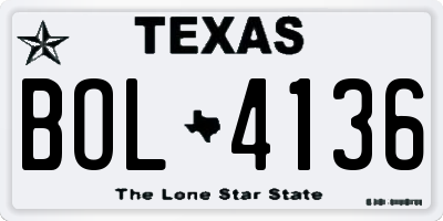 TX license plate BOL4136