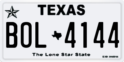 TX license plate BOL4144