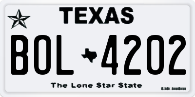 TX license plate BOL4202