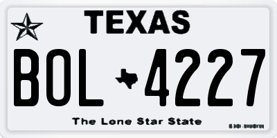 TX license plate BOL4227