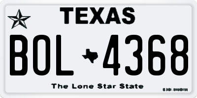 TX license plate BOL4368