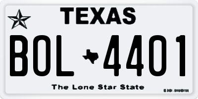 TX license plate BOL4401