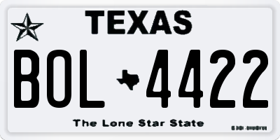 TX license plate BOL4422