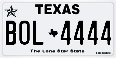 TX license plate BOL4444
