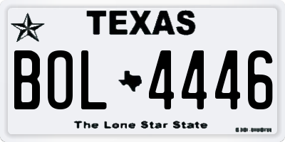 TX license plate BOL4446