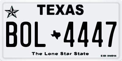 TX license plate BOL4447