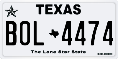 TX license plate BOL4474