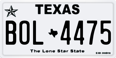 TX license plate BOL4475