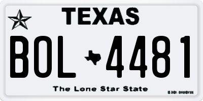 TX license plate BOL4481
