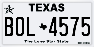 TX license plate BOL4575