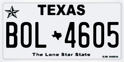 TX license plate BOL4605