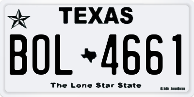 TX license plate BOL4661
