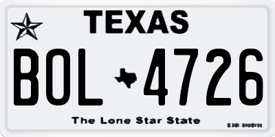 TX license plate BOL4726