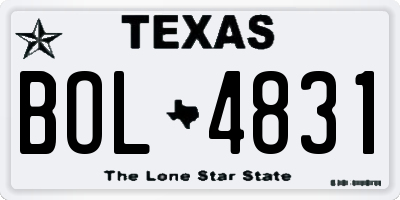 TX license plate BOL4831