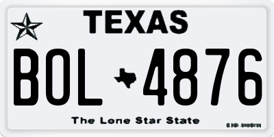 TX license plate BOL4876