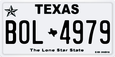 TX license plate BOL4979