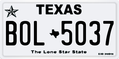 TX license plate BOL5037