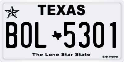 TX license plate BOL5301