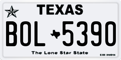 TX license plate BOL5390