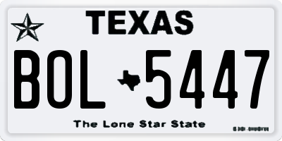 TX license plate BOL5447