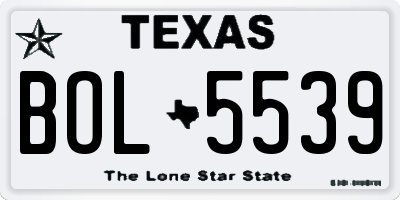 TX license plate BOL5539