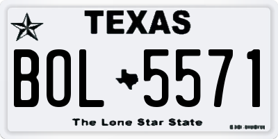 TX license plate BOL5571