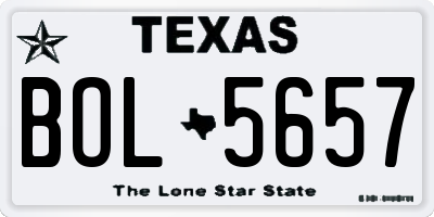 TX license plate BOL5657