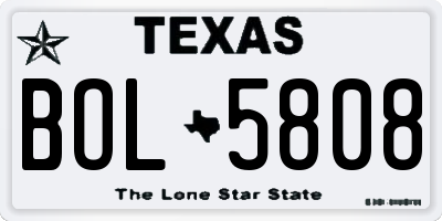 TX license plate BOL5808