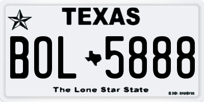 TX license plate BOL5888