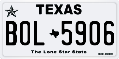 TX license plate BOL5906