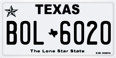 TX license plate BOL6020