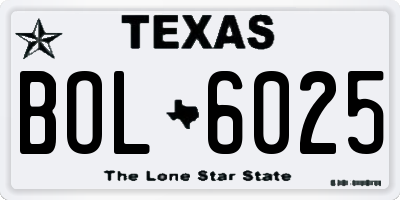 TX license plate BOL6025