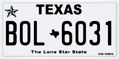 TX license plate BOL6031